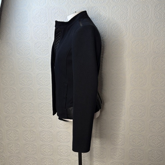 Vince | Knit Jacket with Genuine Leather Contrast, Size XS - Picture 11 of 13